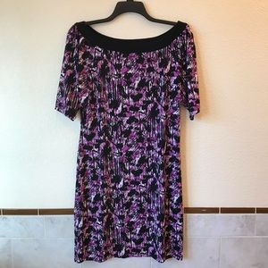 Chadwicks Short Sleeve Dress Purple & Black